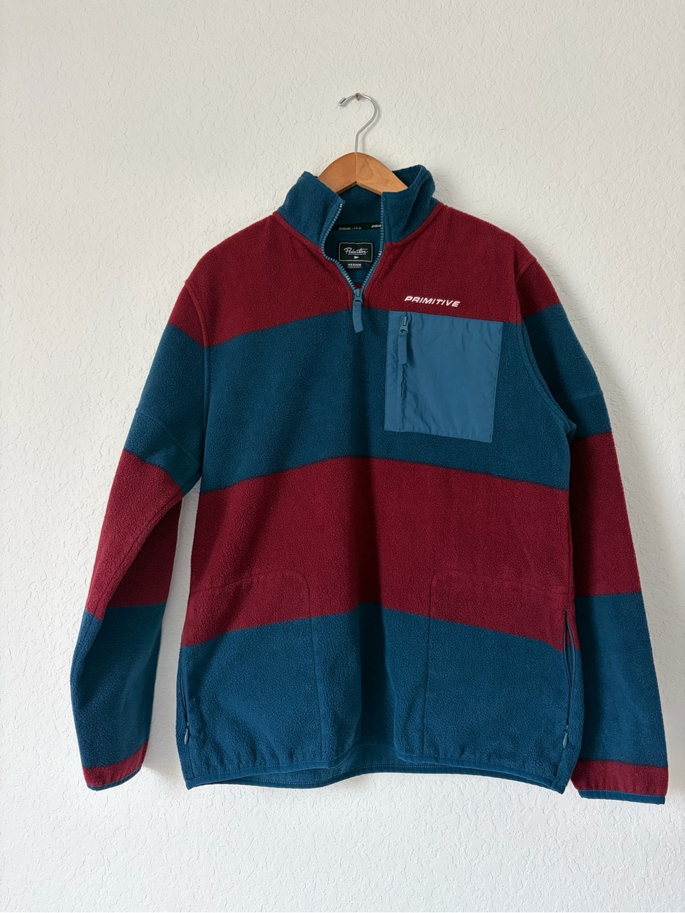 Primitive Men’s Quarter-Zip Fleece Pullover - Navy & Burgundy